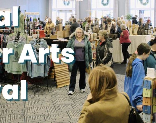 crowd at festival, text says annual winter arts festival