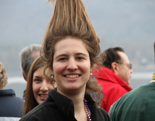 girl with hair sticking straight up