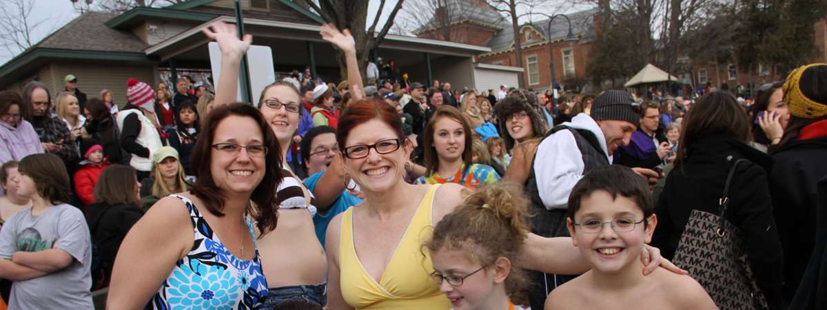 women and kids at a polar plunge
