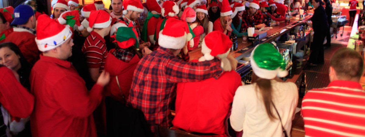 crowd at santacon