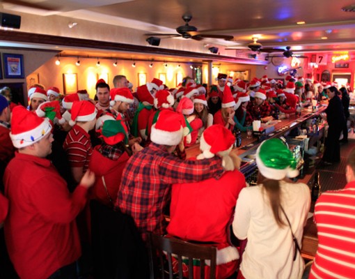 crowd at santacon