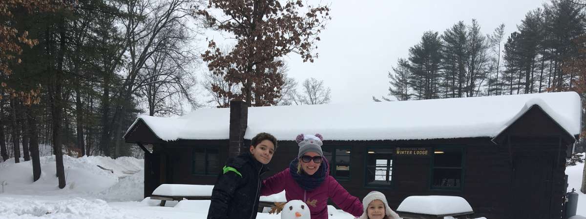 kids and snowman