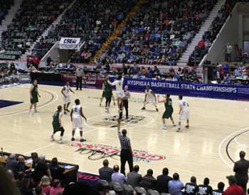 high school basketball teams playing at cool insuring arena