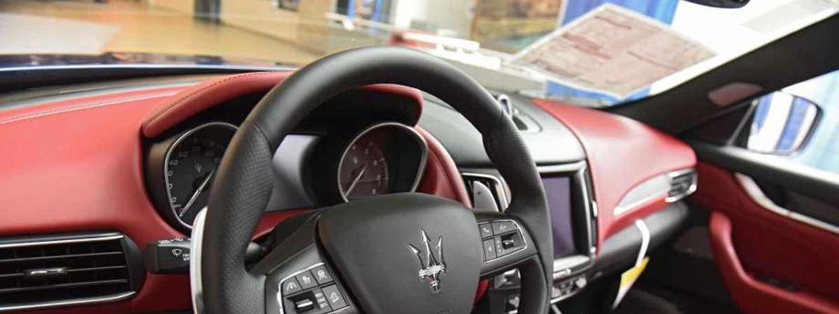 view of steering wheel in car