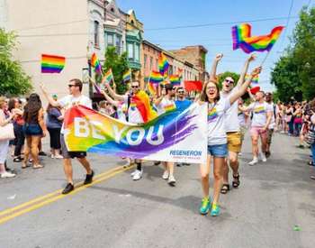 people in a pride parade