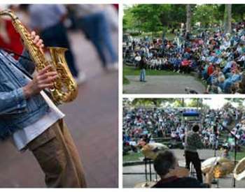 collage of musicians performing at the jazz festival