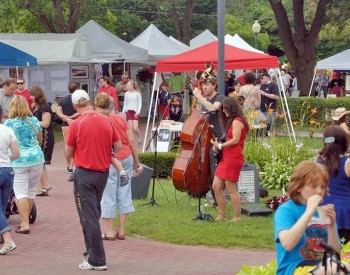 art in the park tents and people in congress park