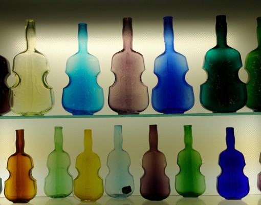 antique bottles on display