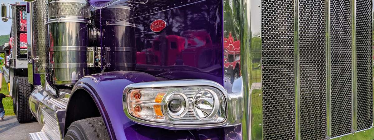 closeup of a purple truck