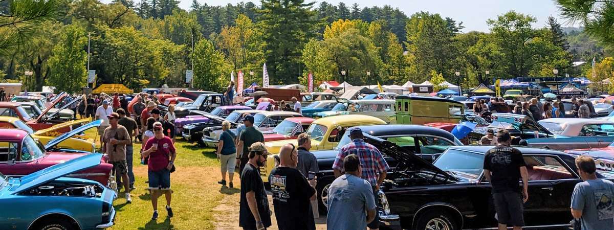 cars and people in park