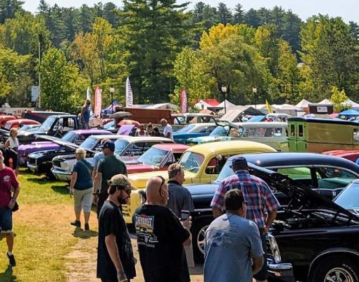 cars and people in park