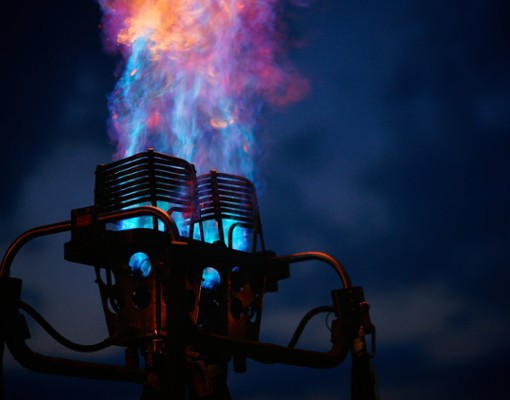 close up of fire from hot air balloon