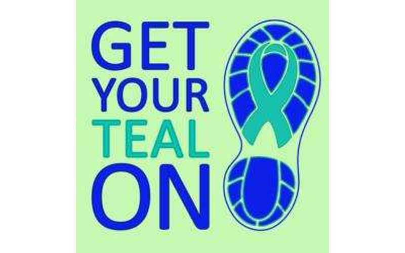 logo for the teal ribbon run and walk