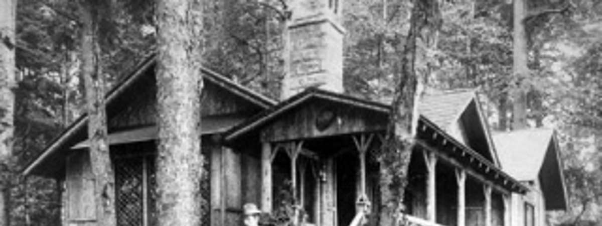 black and white photo of cabin