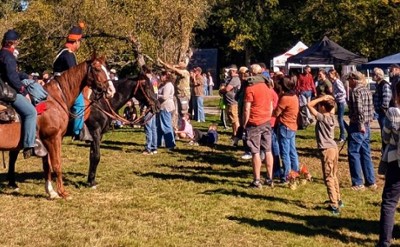 crowd and people on horses