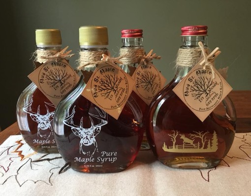 bottles of maple syrup