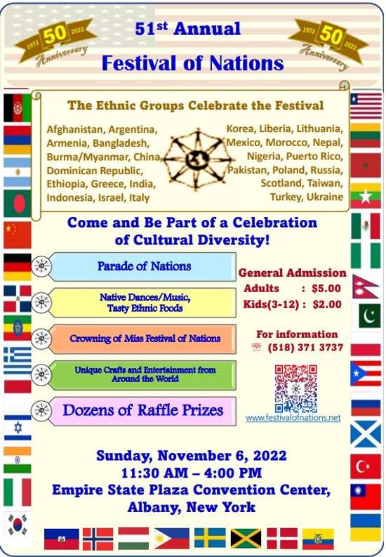 51st Annual Festival of Nations Sunday, Nov 6, 2022 Albany, NY Events