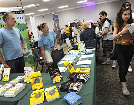 people at vendor booth