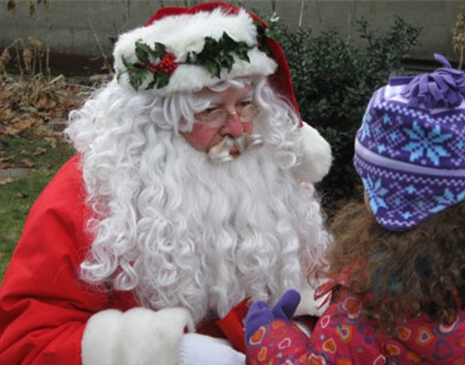 Santa Claus meeting with a young girl