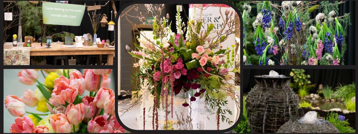 collage of floral arrangements