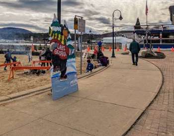 beach scene at lake george winter carnival