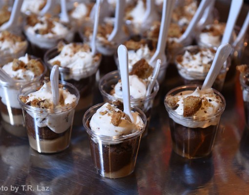 tray of dessert cups