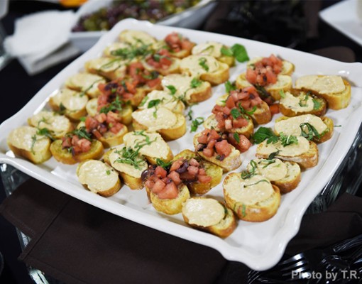 tray of bruschetta appetizers