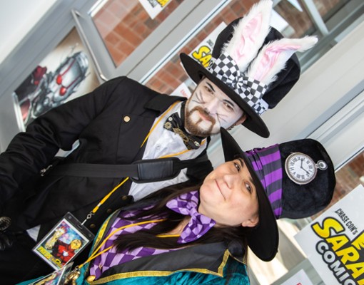 two people in costumes at comic con