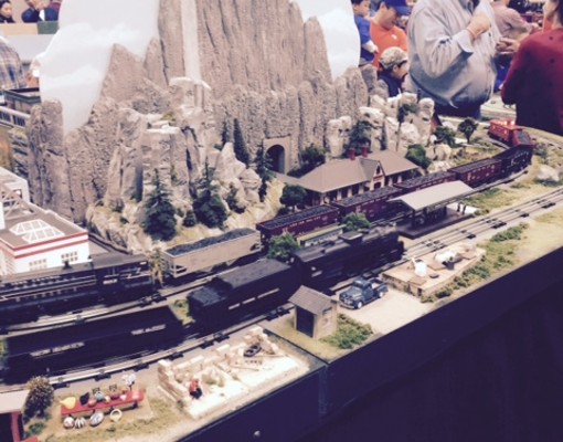 close up view of a detailed train set