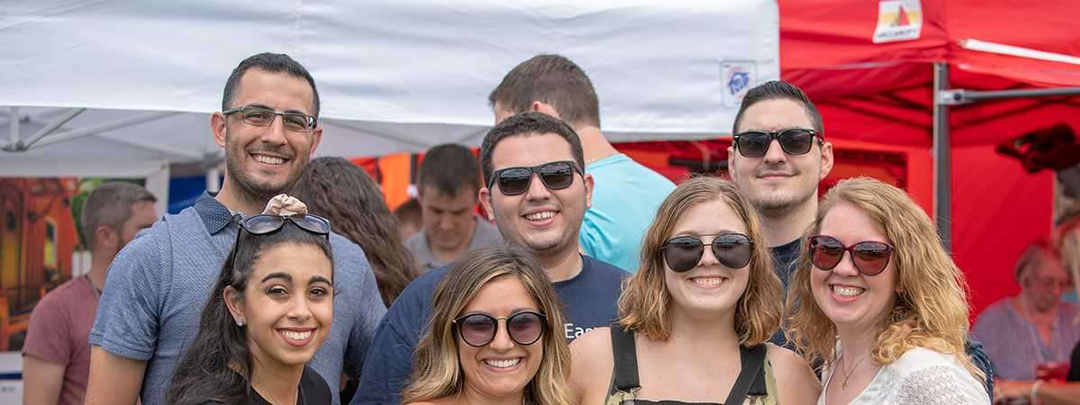 group of friends at a wine festival