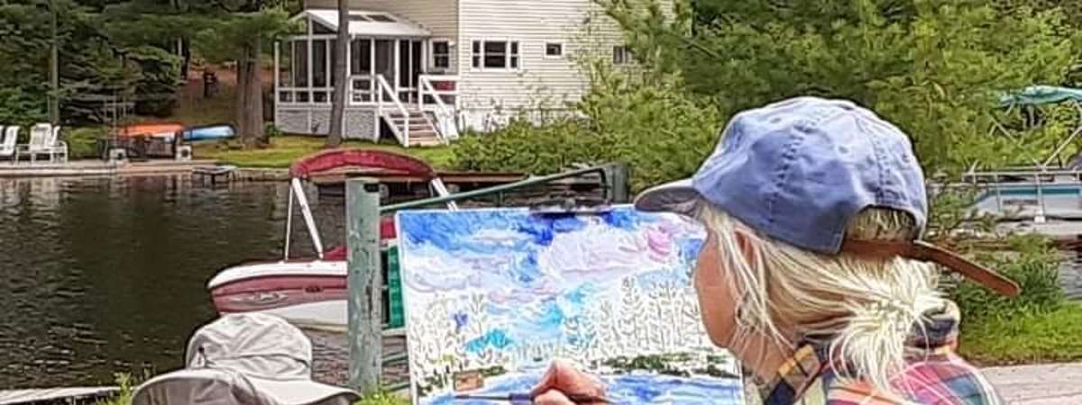people painting outside
