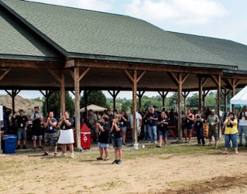 people at a pavilion