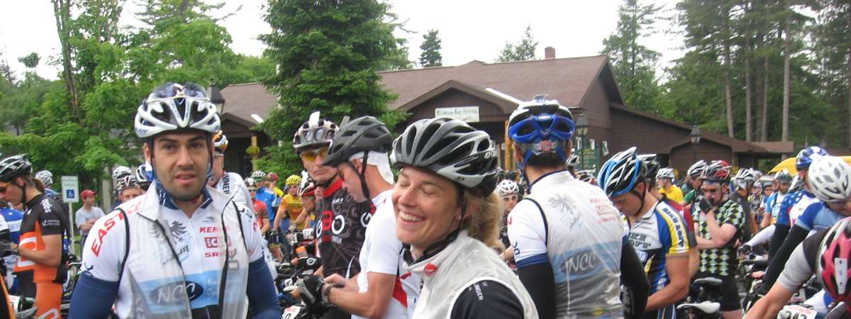 happy bike riders waiting for race to begin