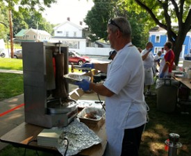 man with Greek food