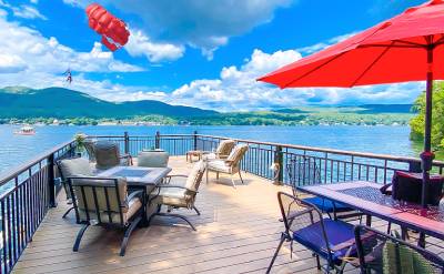 view of lake from deck