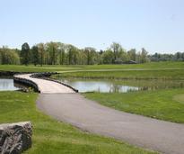 bridge across stream in a golf course