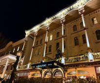 exterior of adelphi hotel at night