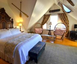 bed and breakfast bedroom with wood stove