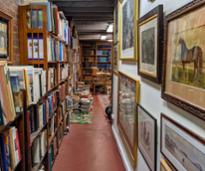 paintings and books in lyrical ballad bookstore