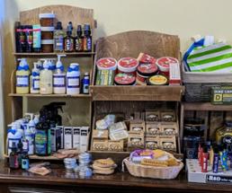 teas, lotions, and knick knacks in a store