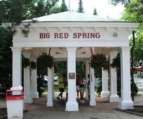 big red spring at Saratoga Race Course