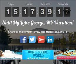 Snapshot of Lake George vacation countdown timer