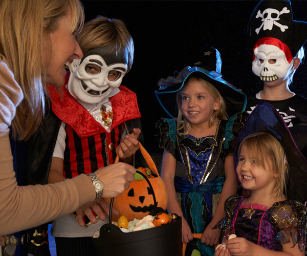 mom handing out candy