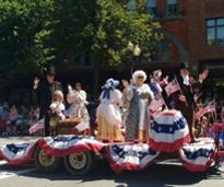 float in saratoga's all american 4th of july celebration