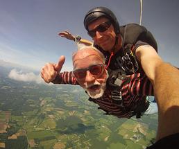 two people skydiving