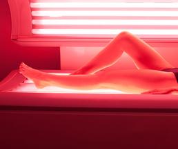 woman at a tanning salon