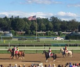 horses walking on a dirt track