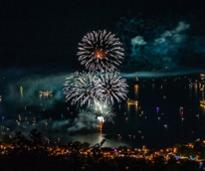 fireworks display over lake george