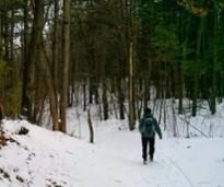 woman hiking in snow