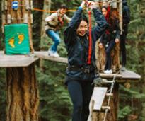 people on treetop course